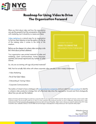 Roadmap For Using Video To Drive The Organization Forward