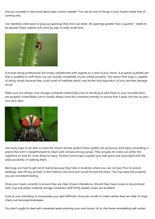 Acquire The Pest Management War Using This Type Of Advice