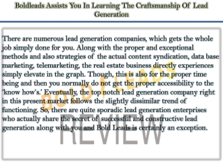 Boldleads Assists You In Learning The Craftsmanship Of Lead Generation