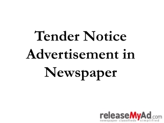 Tender Notice Advertisement in Newspaper