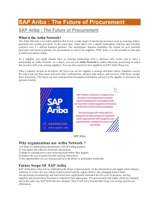 SAP Ariba PDF | SAP Ariba Training Material
