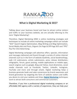 What is Digital Marketing and SEO? - Rankaroo