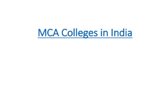 MCA Colleges in India