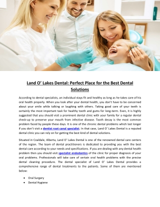 Land O’ Lakes Dental: Perfect Place for the Best Dental Solutions
