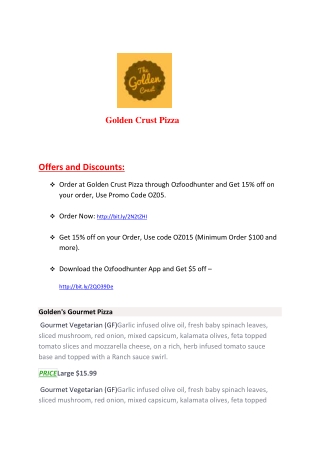 15% Off - Golden Crust Pizza-Baulkham Hills - Order Food Online