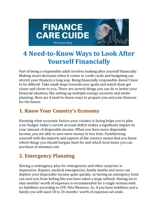 4 Need-to-Know Ways to Look After Yourself Financially