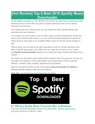 [Hot Review] Top 6 Best 2019 Spotify Music Downloader