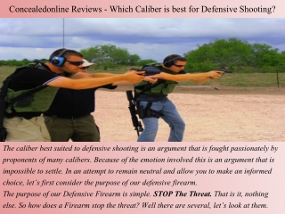 Concealedonline Reviews - Which Caliber is best for Defensive Shooting?