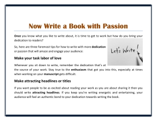 Now Write a Book with Passion