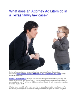 What does an Attorney Ad Litem do in a Texas family law case?