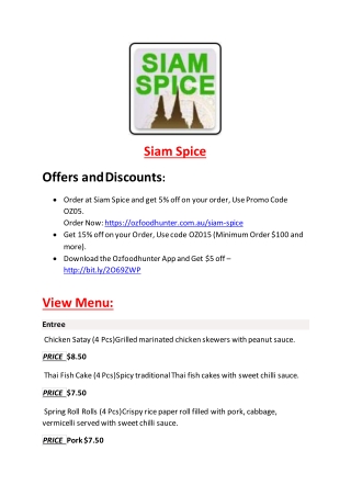 15% Off - Siam Spice-Kelvin Grove - Order Food Online