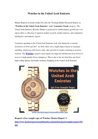 United Arab Emirates Watches Market: Growth, Opportunity and Forecast Till 2024