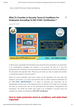 What To Consider In Security Terms & Conditions For Employees According To ISO 27001 Certification (ISMS)?