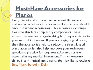 Must Have Accessories for Piano