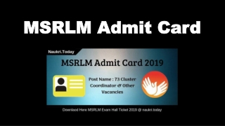 MSRLM Admit Card 2019 Download For 73 Posts Exam Date & Center