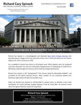 Knowledgeable & Dedicated New York’s Probate Attorney