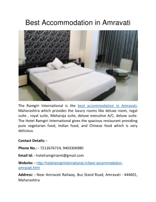 Best Accommodation in Amravati