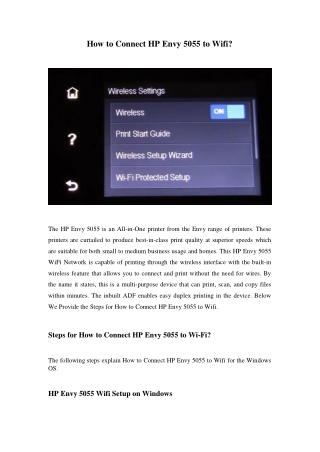 How to Connect HP Envy 5055 to Wifi?