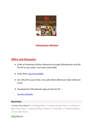 15% Off - Hometown's Kitchen-Parkwood - Order Food Online