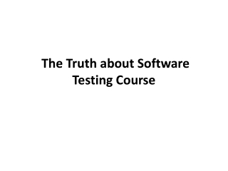 The Truth about Software Testing Course