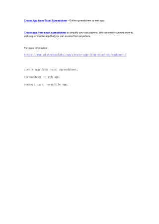 Create App from Excel Spreadsheet - Online spreadsheet to web app