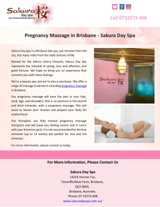 Pregnancy Massage in Brisbane - Sakura Day Spa
