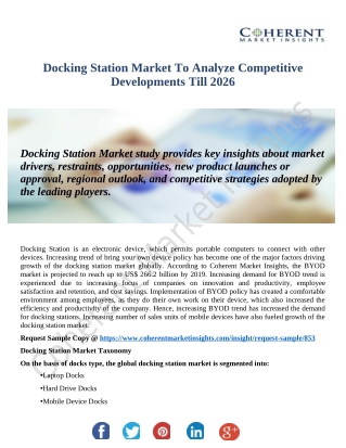 Docking Station Market Market Comprehensive Analysis on Upcoming Opportunities