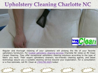 Trusted Upholstery Cleaning Service in Charlotte NC