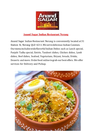 Anand Sagar Indian Restaurant Nerang – 5% OFF