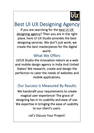 Best UI UX Designing Agency