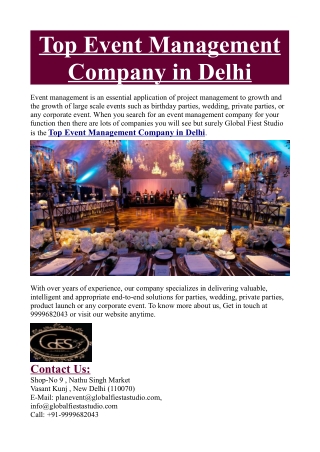 Top Event Management Company in Delhi