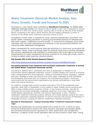 Water Treatment Chemicals Market Analysis, Size, Share, Growth, Trends and Forecast To 2025