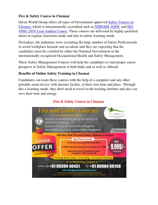 Fire & Safety Course in Chennai
