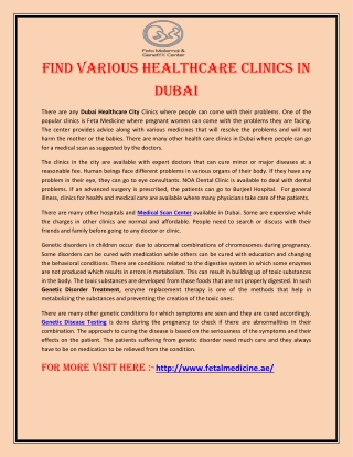 Find Various Healthcare Clinics in Dubai