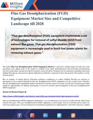 Flue Gas Desulphurization (FGD) Equipment Market Size and Competitive Landscape till 2028