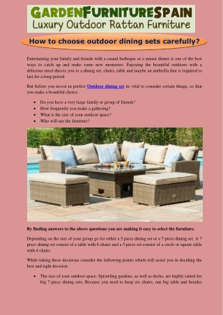 How to choose outdoor dining sets carefully?