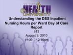 Understanding the DSS Inpatient Nursing Hours per Ward Day of Care Report