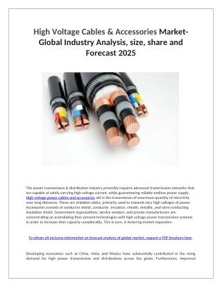High Voltage Cables & Accessories Market Forecast and Trends Analysis Research Report