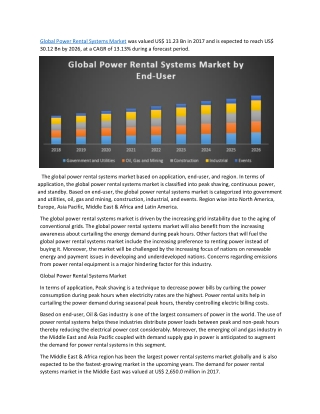 Global Power Rental Systems Market