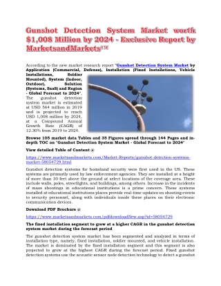 Gunshot Detection System Market worth $1,008 Million by 2024 - Exclusive Report by MarketsandMarkets™