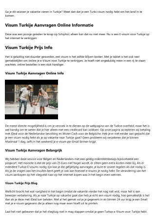 Visum Turkije Goedkoop Info