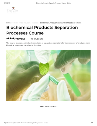 Biochemical Products Separation Processes Course - Edukite