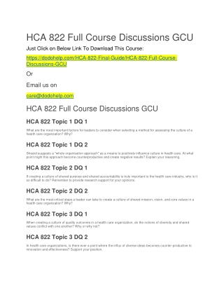 HCA 822 Full Course Discussions GCU