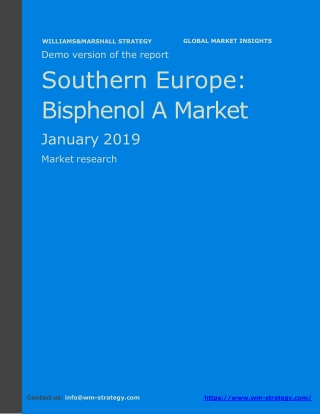 WMStrategy Demo Southern Europe Bisphenol A Market January 2019