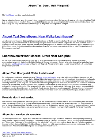 Airport Taxi Oosterhout. Welk Vliegveld?