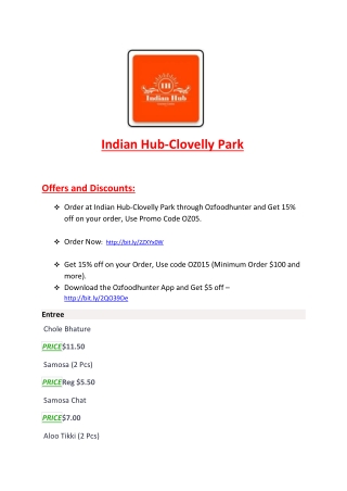 25% Off -Indian Hub-Clovelly Park-Clovelly Park - Order Food Online