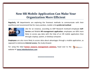 Now HR Mobile Application Can Make Your Organization More Efficient