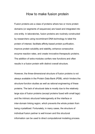 how to make fusion protein