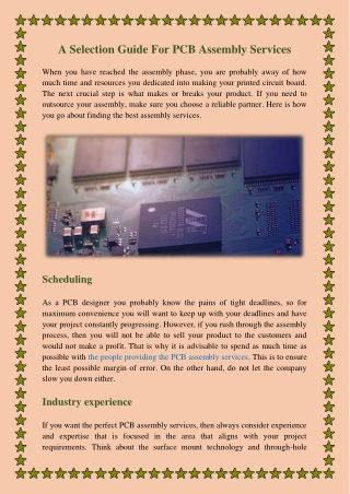 A Selection Guide For PCB Assembly Services