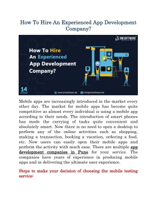 How To Hire An Experienced App Development Company?